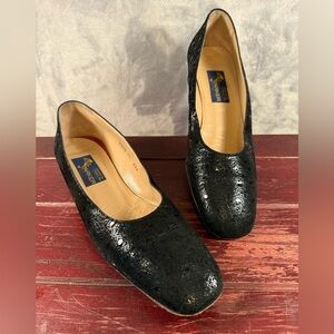 Joel Parker Black Italian Suede Square Toe Black Pumps Size 11 AAA